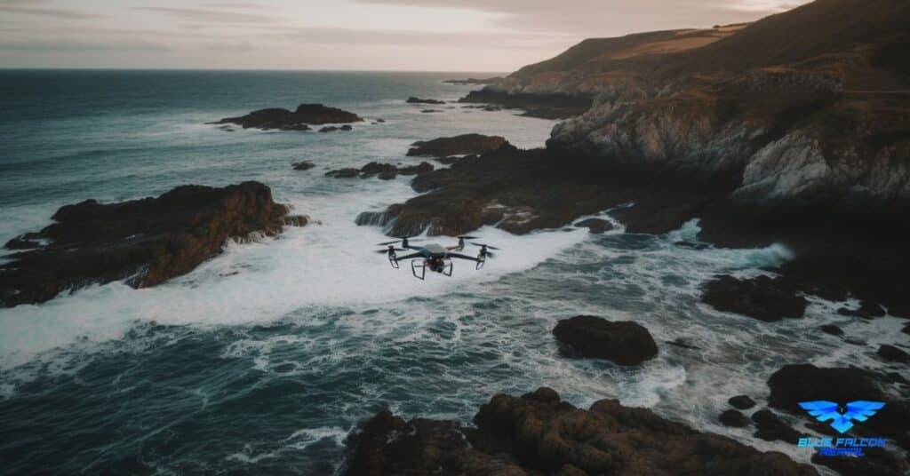 Drone Flying Over Coastline