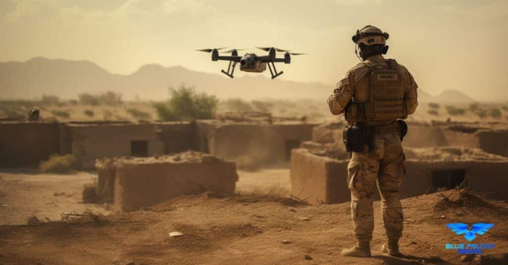 Soldier operating Military Drone