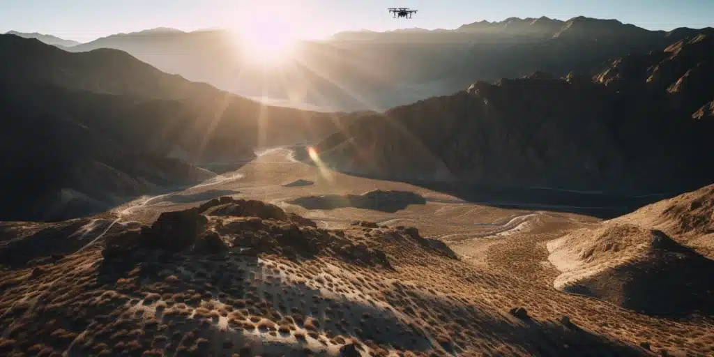 Drone Flying over Mountain