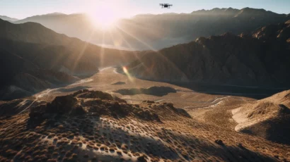 Drone Flying over Mountain